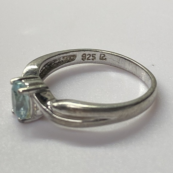 Aquamarine 925 Sterling Silver Band Ross Simons Statement Ring Handmade Sz 6.5 - Picture 3 of 7